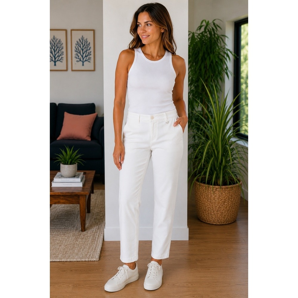 Denim & Flower NWT Ricky Singh City Pant White BiStretch Performance Pants Sz 30